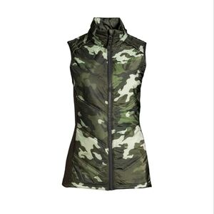 Avia NWT Women's Sleeveless Quilted Green Camouflage Performance Vest 763